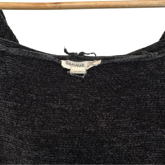 GARAGE Women's Small BLACK Hooded Knit Relaxed Emo Goth Open Front Sweater - Picture 4 of 5